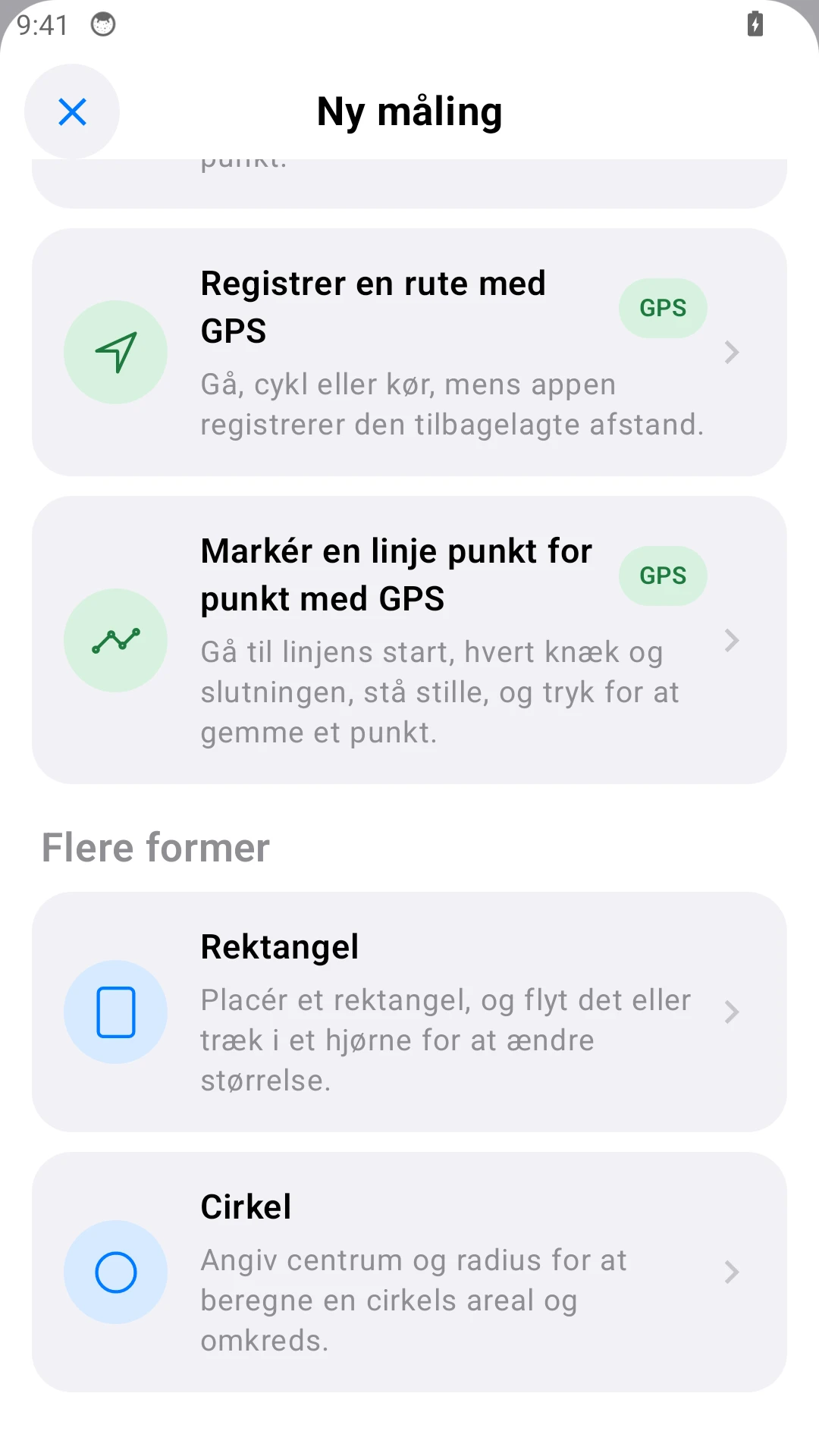 Mål cirkler og rektangler.