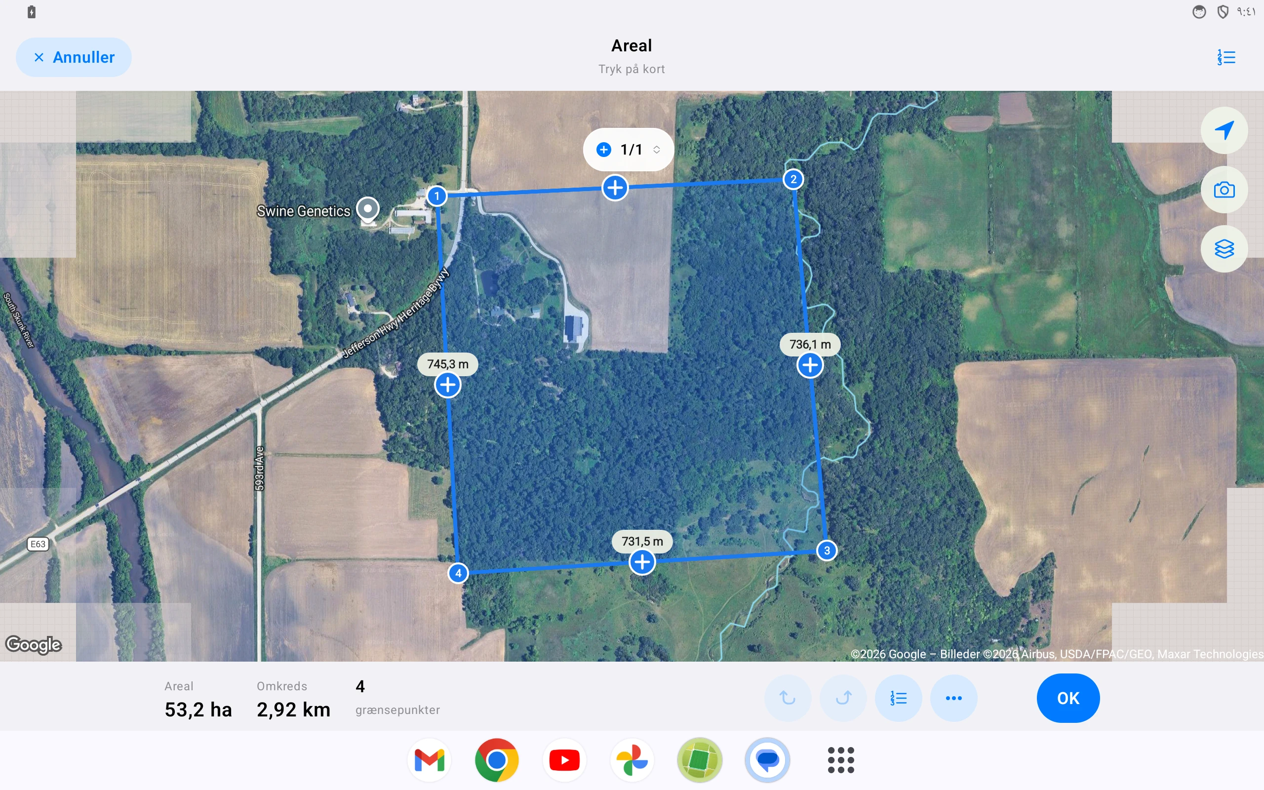 Android-tablet — Mål areal og afstand