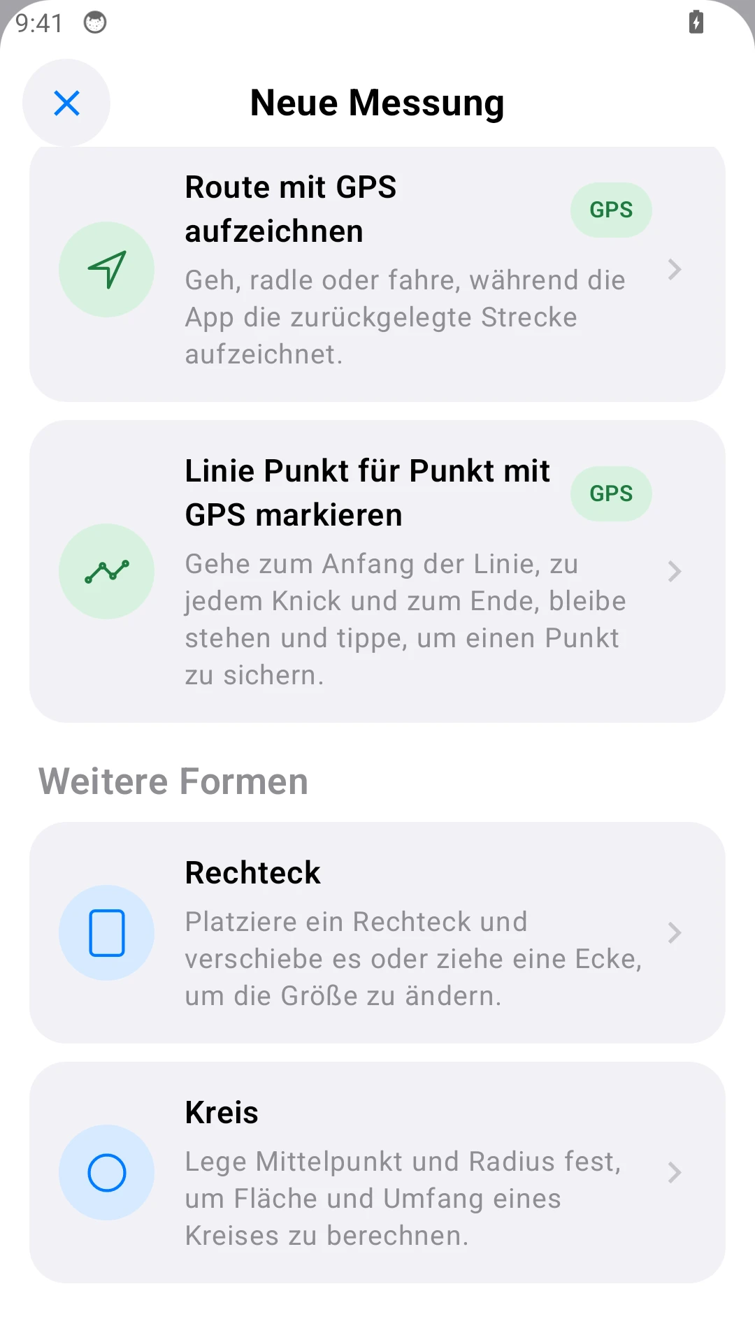 Kreise und Rechtecke messen.