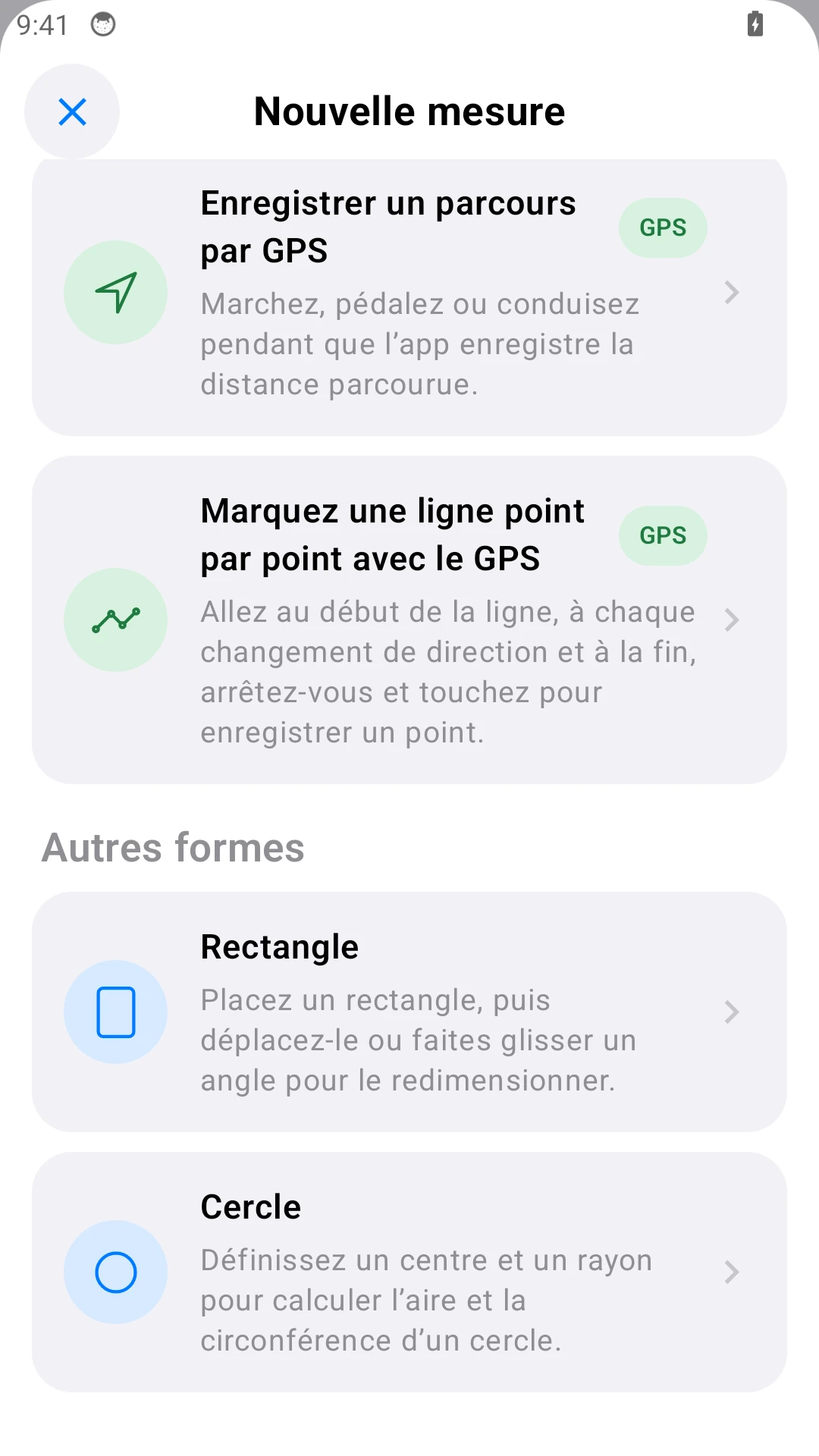 Mesurez des cercles et des rectangles.