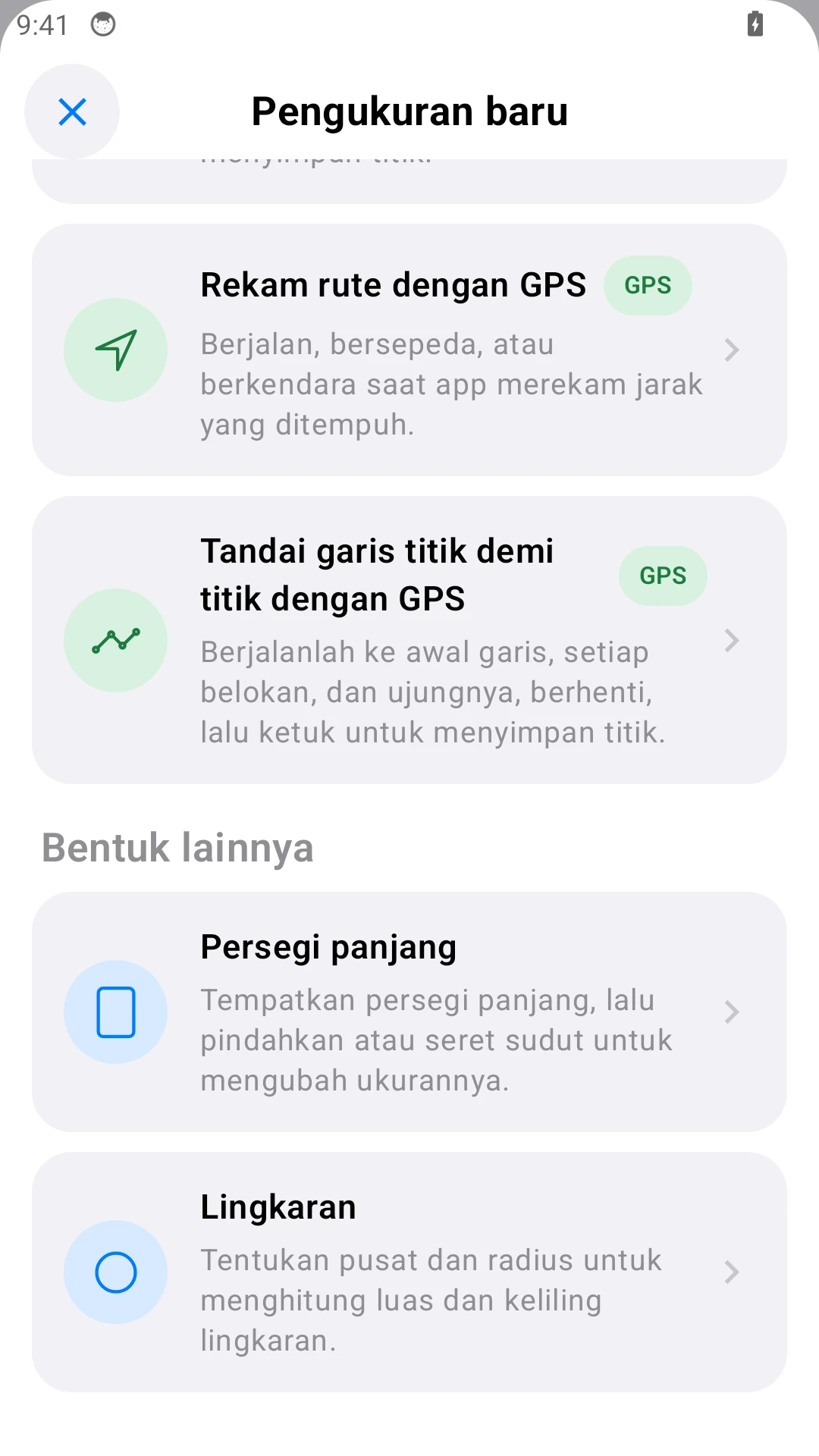 Ukur lingkaran dan persegi panjang.