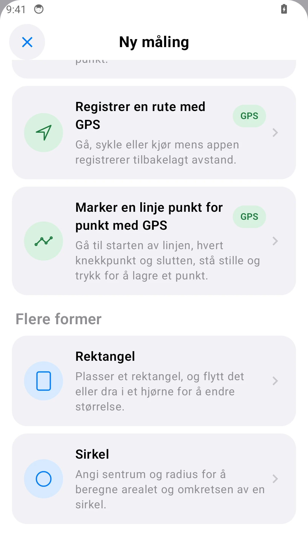 Mål sirkler og rektangler.