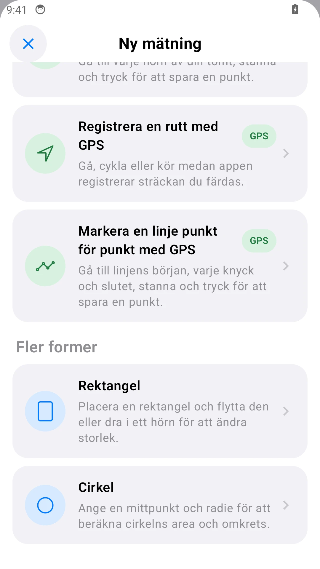 Mät cirklar och rektanglar.