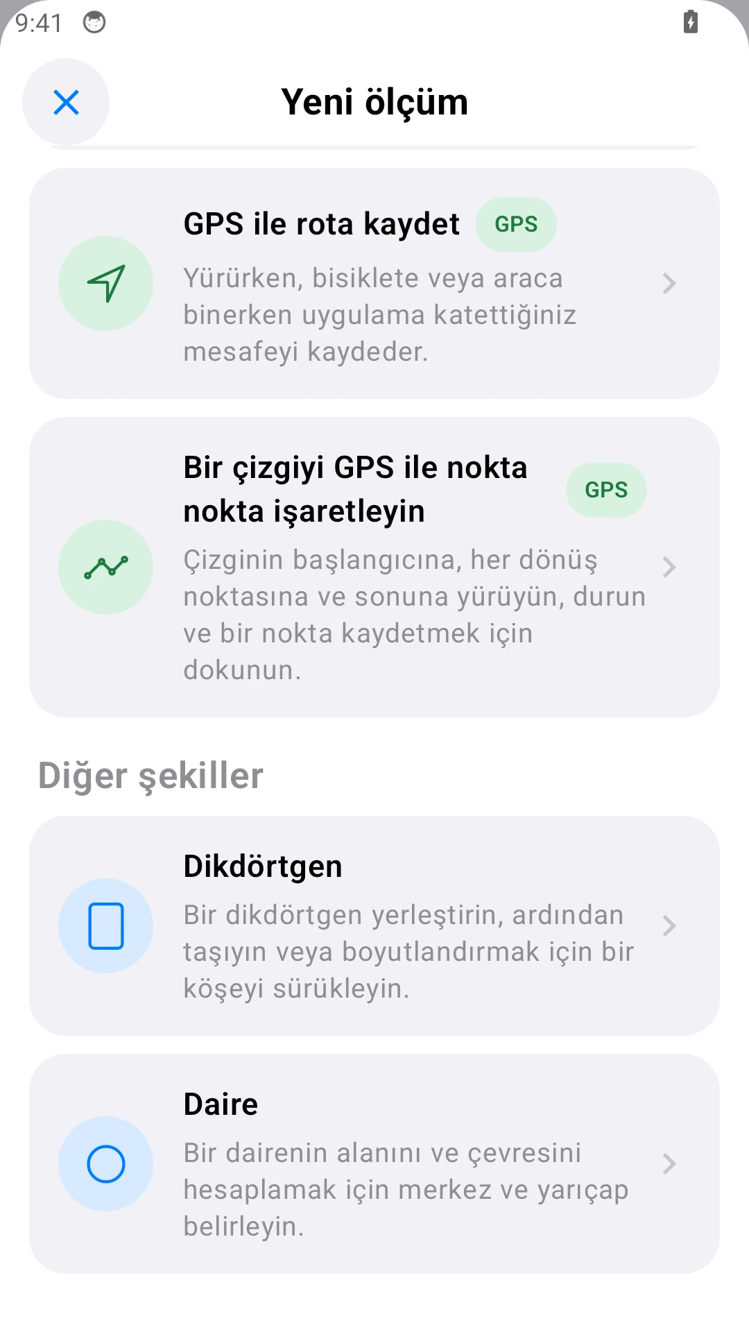 Daire ve dikdörtgen ölçün.