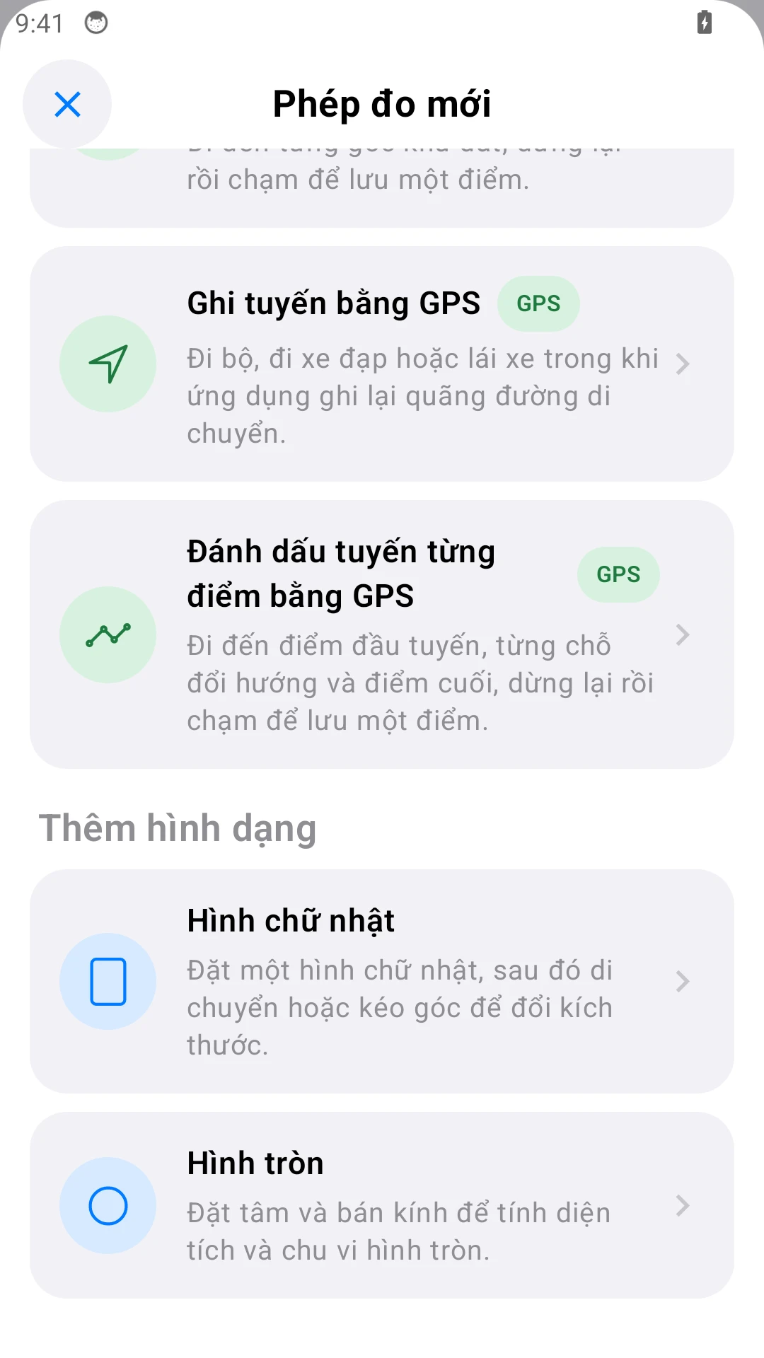 Đo hình tròn và hình chữ nhật.